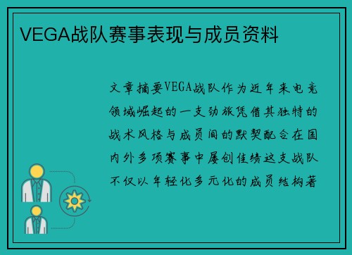VEGA战队赛事表现与成员资料